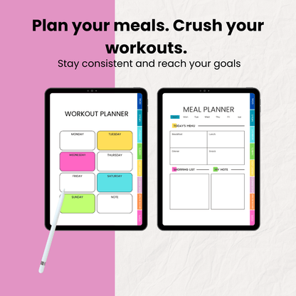 2026 Fitness Planner | Interactive PDF | Weight Loss Tracker | 59+ Pages