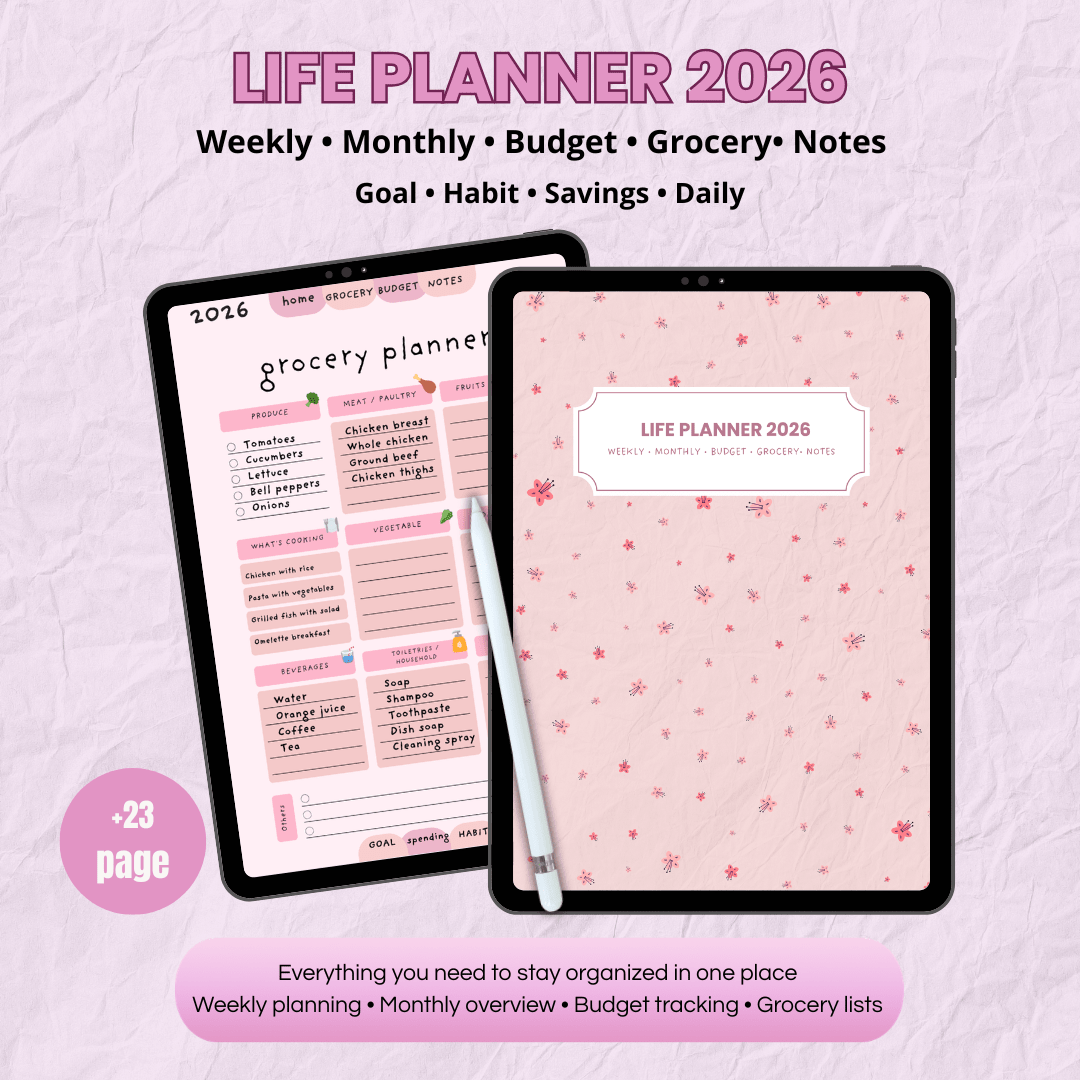 2026 Life Planner | PDF Budget Tracker | Goodnotes iPad | 23+ Pages